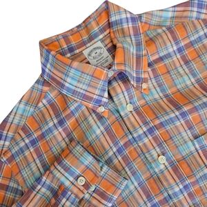 Brooks Brothers Irish Linen Sport Button Down Shirt M Madison Plaid